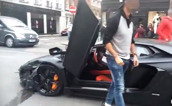 Watch a $500,000 Lamborghini collide into two cars on a posh London street