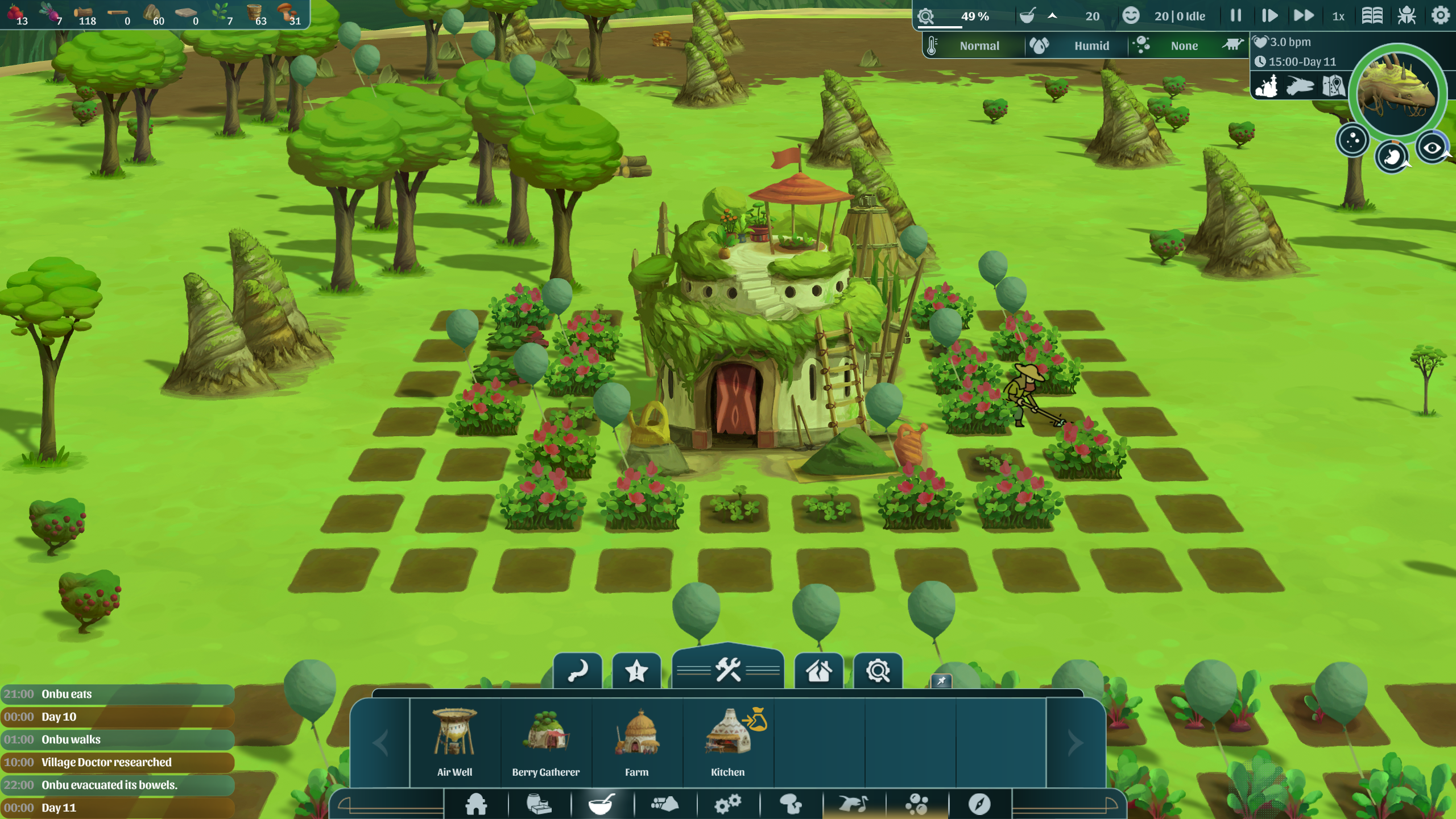 Screenshot aus dem Städtebau-Simulator The Wandering Village