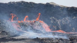 Active lava flows spilling out of the Erta Ale volcano in Afar, Ethiopia.