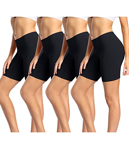 Wirarpa Ladies Anti Chafing Shorts Womens Boxers Underwear Cotton Cycling Shorts Leggings for Under Dresses 4 Pack Black Size 3xl