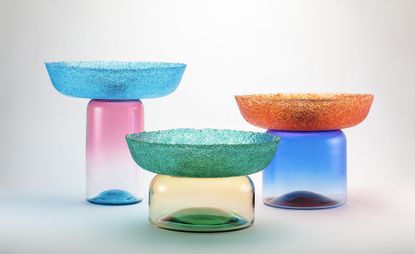 Colourful glass vessels by Benjamin Hubert