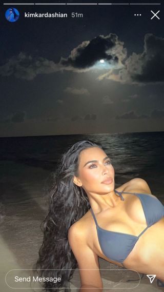 Kim Kardashian the first time she shared SKIMS bikini post.