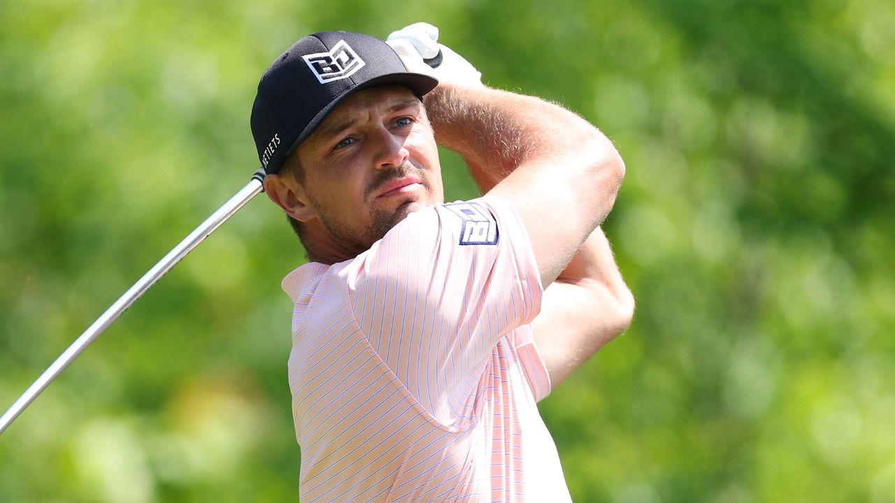 Bryson DeChambeau during the opening round of the 2023 PGA Championship at Oak Hill Country Club