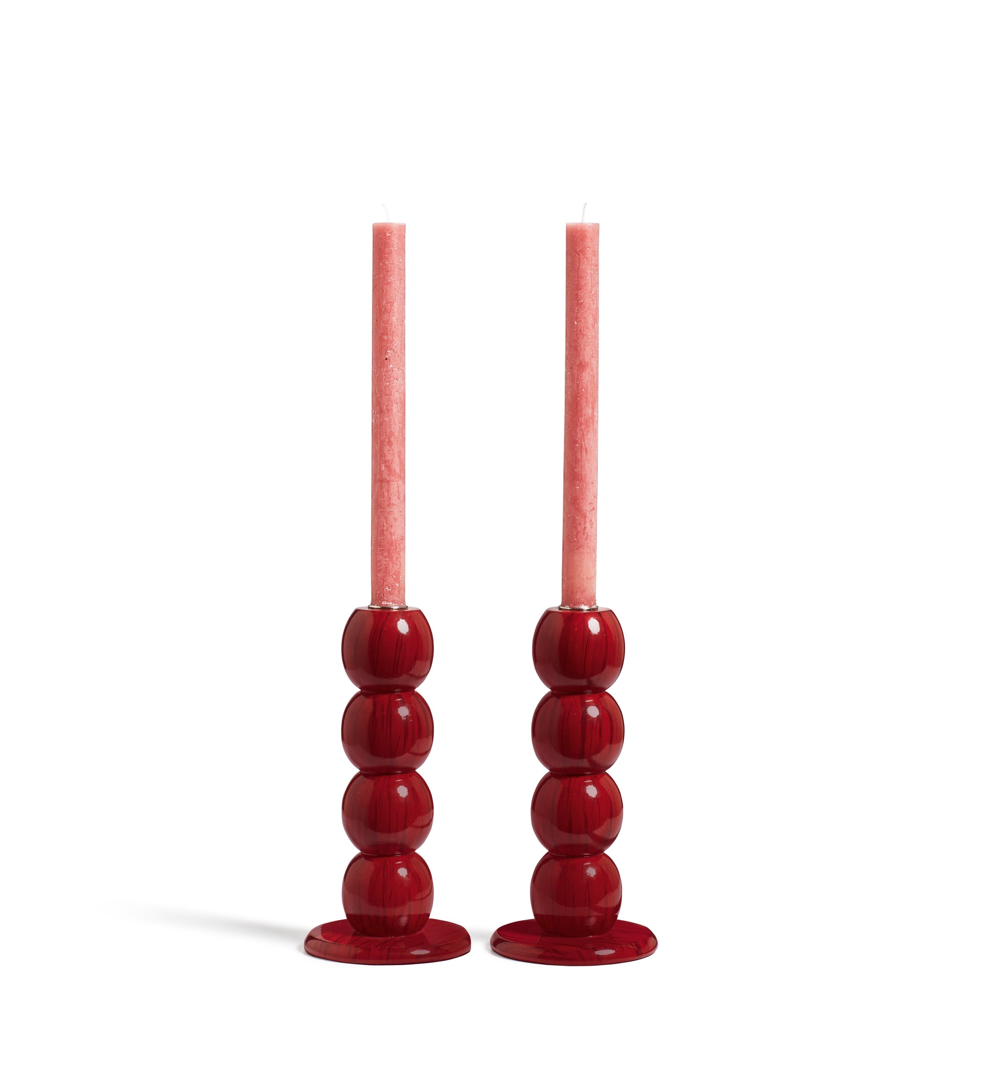 Bobina Bobble Candle Holders Pair - Chinese Red