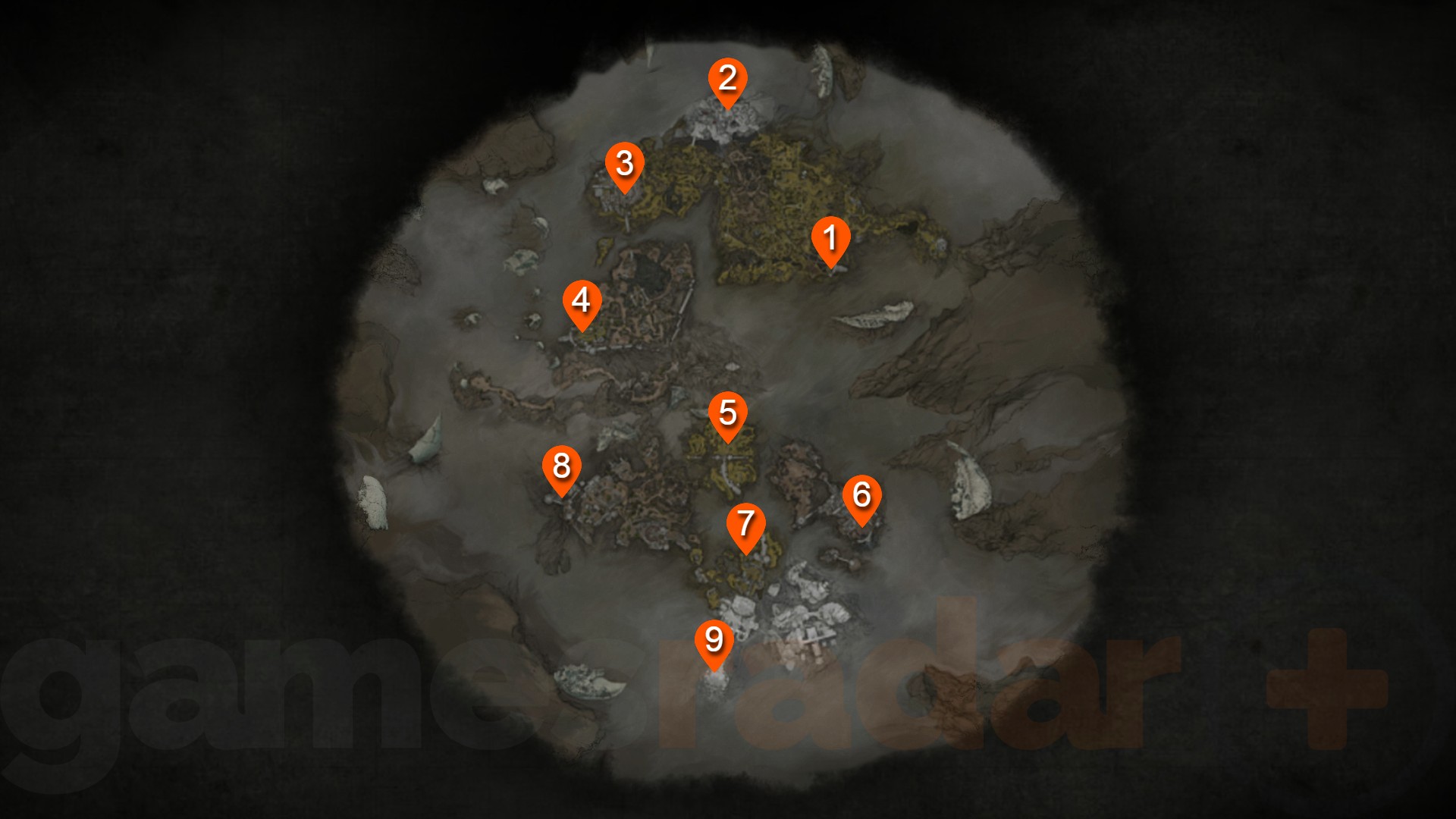 Numbered markers show the best Mortal Shell 2 map order on the in-game map.