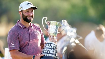 Jon Rahm with the trophy after winning the 2022 Open de Espana