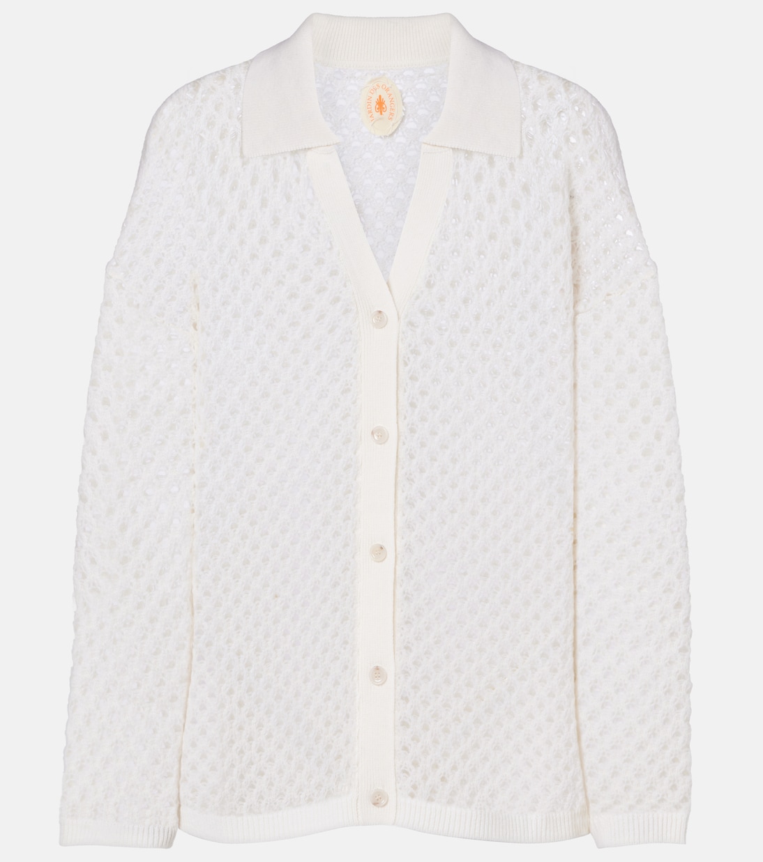 Open-Knit Wool and Cashmere Cardigan in White - Jardin Des Orangers