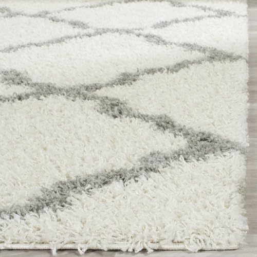 Safavieh Dallas Shag Collection Area Rug - 5'1&amp;quot; X 7'6&amp;quot;, Ivory &amp;amp; Grey, Trellis Design, Non-Shedding &amp;amp; Easy Care, 1.5-Inch Thick Ideal for High Traffic Areas in Living Room, Bedroom (sgd257f)