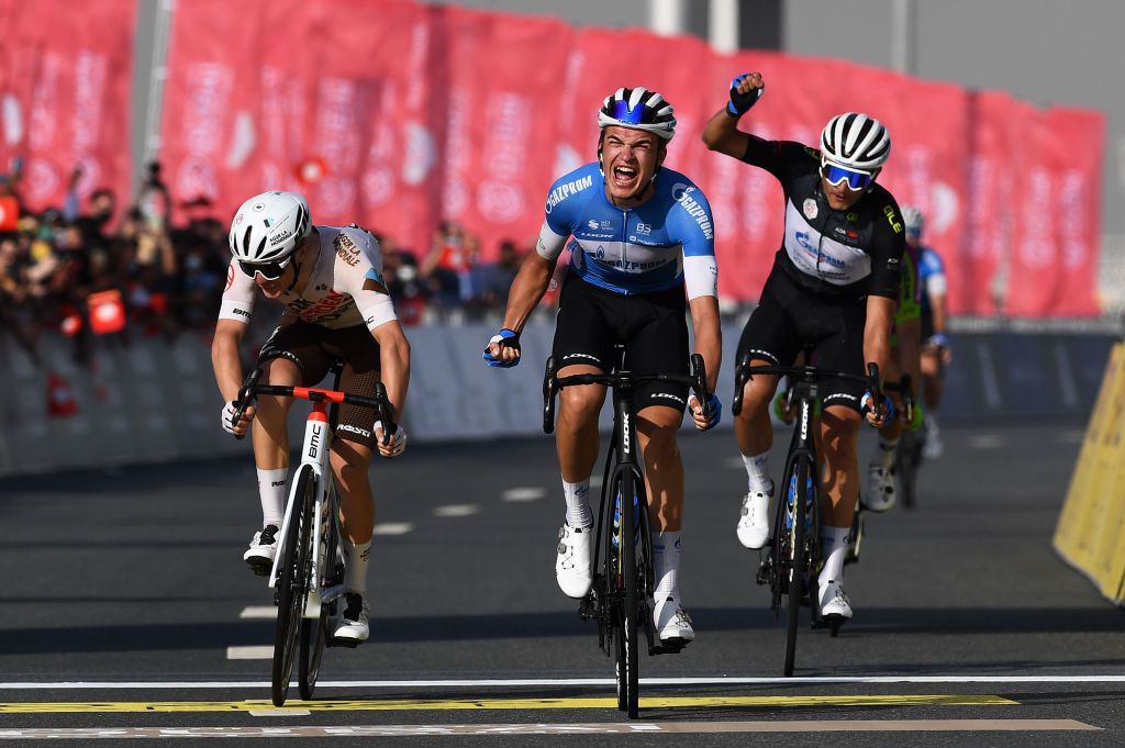 Mathias Vacek wins the stage 6 sprint at the UAE Tour