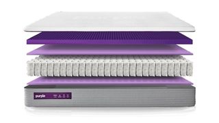 Purple Hybrid mattress review: an image showing each individual layer of the Purple Hybrid mattress
