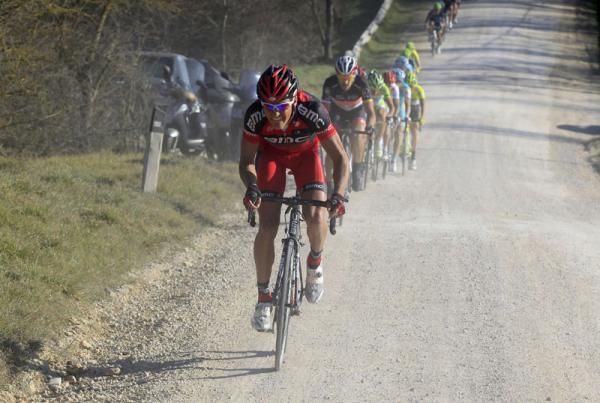 Greg Van Avermaet (BMC) is pulled back by Cancellara