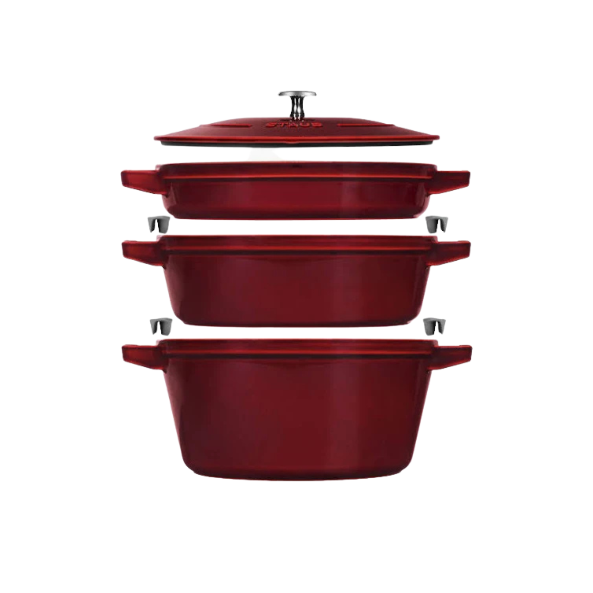 Staub Stackable Set 3-Pcs Cast Iron Pot Set Stackable White Truffle