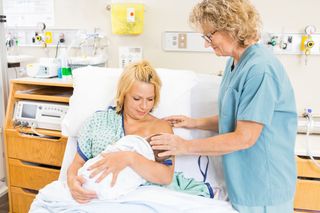breastfeeding, new mom, hospital, nurse