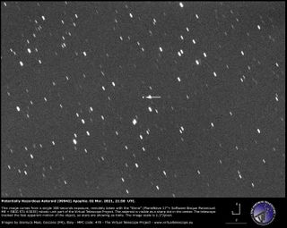 An image of the asteroid Apophis captured by the Virtual Telescope Project, which is based in Rome, on March 2, 2021.