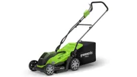 Greenworks G40LM35 cordless lawn mower in green