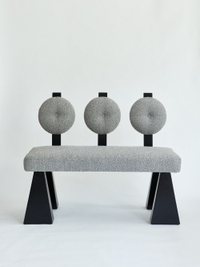 Lola Settee, Bouclé &amp; Black Lacquered Wood Settee by Christian Siriano for $3,995 at 1stDibs