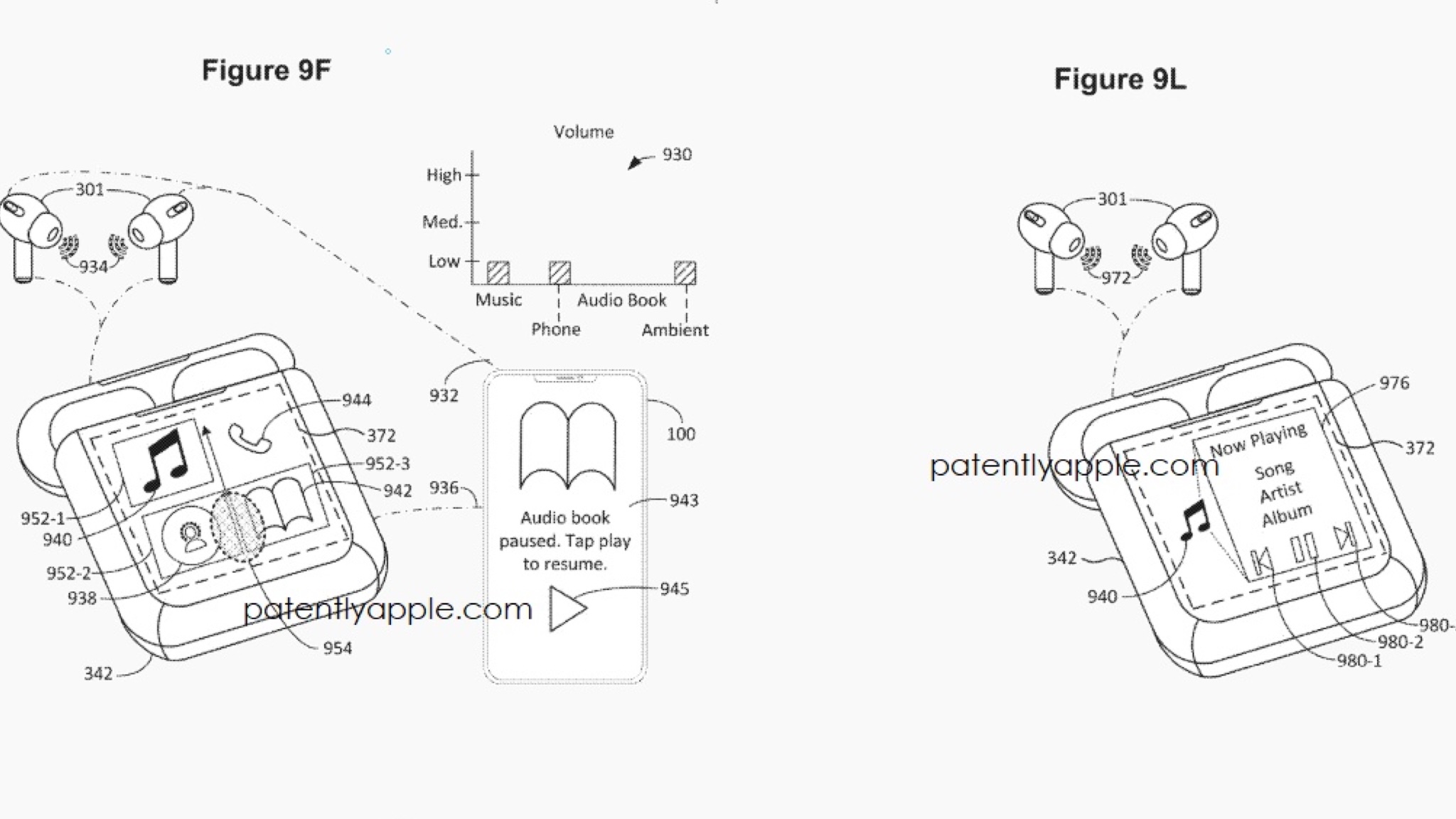 Apple AirPods touchscreen case patent images showing how the case might operate