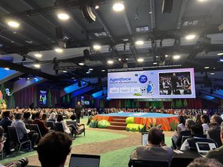 Salesforce CEO Marc Benioff pictured back on stage at Dreamforce 2024.