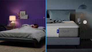 Casper vs Purple mattress: the Purple Original mattress on the left and the Casper Original mattress on the right