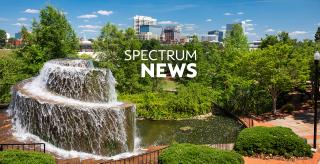 Spectrum News shot of a water fountain in a city park