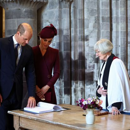 Prince William and Kate Middleton at the Queen Elizabeth one year anniversary memorial service in Wales