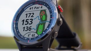 Garmin Approach S62 watch showing golf course map