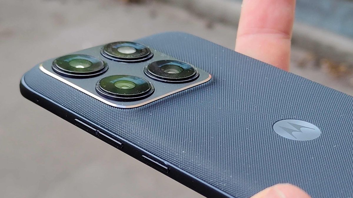 The Motorola Edge 70 Fusion's camera bump and side buttons.