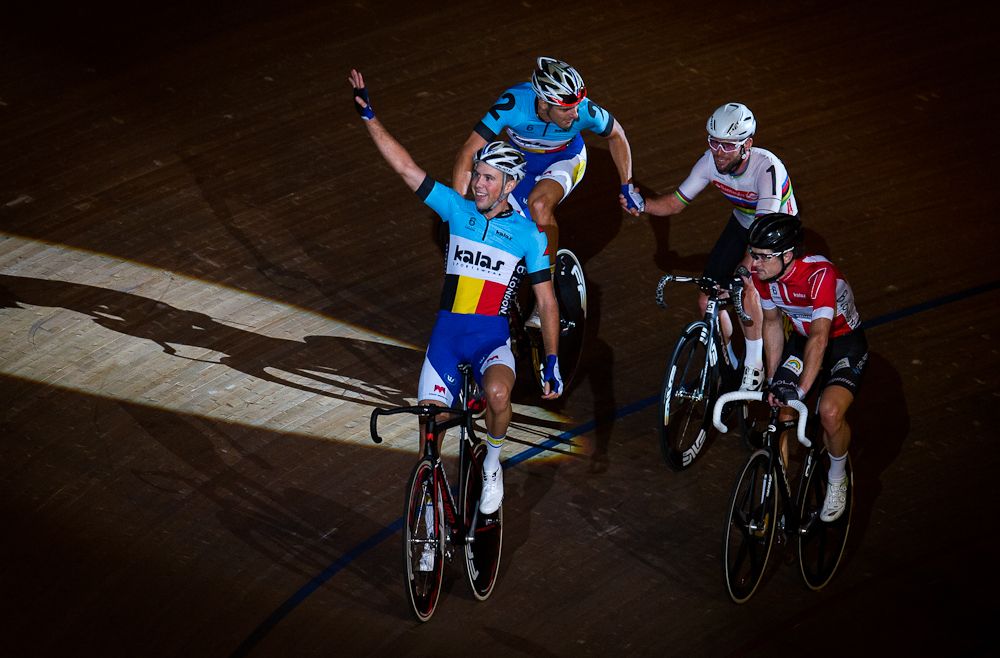 Kenny de Ketele and Moreno de Pauw of Belgium celebrate winning the final of the Six Day London