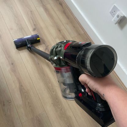 Using the Dyson V8 Cyclone to vacuum wood-effect flooring