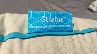 Stratos label on the Simba Cooling Body Pillow