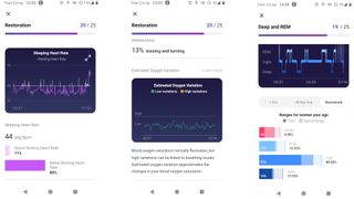 Detailed sleep data in Fitbit app