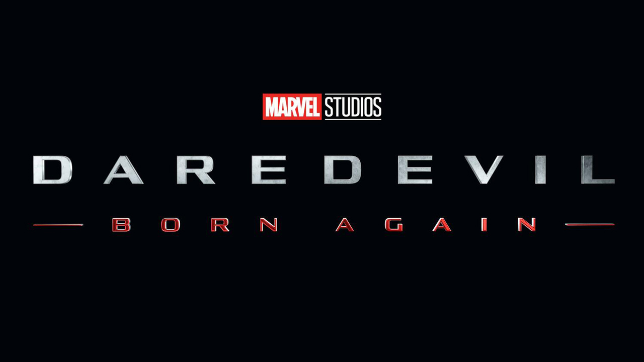 A screenshot of the official logo for Marvel Studios' Daredevil: Born Again Disney Plus series