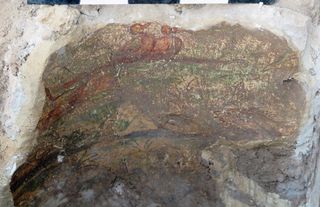 Two ducks huddled together can be seen in this fresco, which was discovered in a 1,900-year-old house in Israel.
