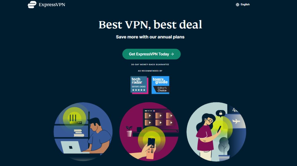 Website screenshot of ExpressVPN (August, 2025)