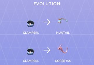 What does Clamperl evolve into in Pokemon Go?