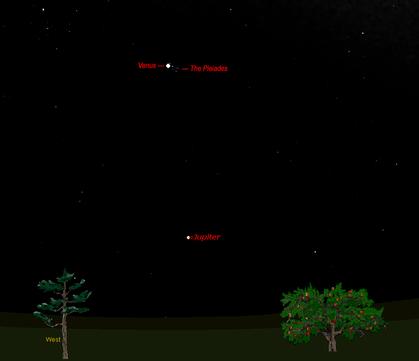 Venus and the Pleiades Sky Map April 2012