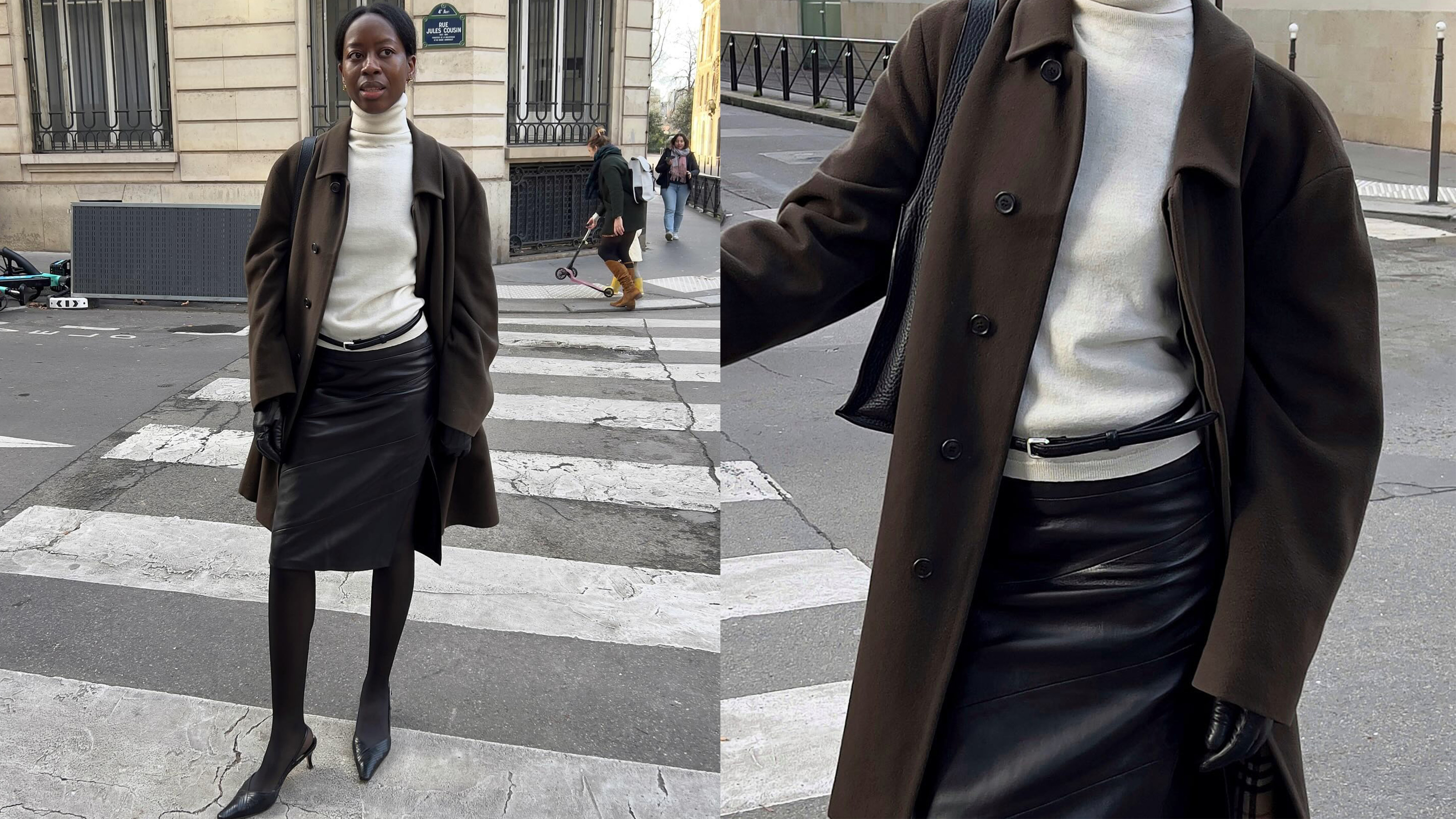 Sylvie Mus wearing a chic winter outfit.