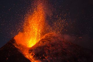 Erupting volcano