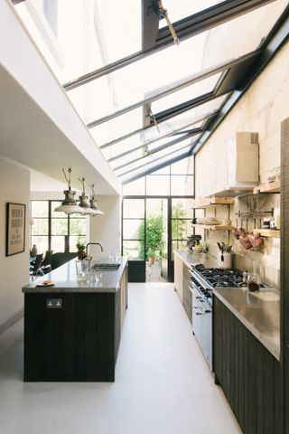 galley kitchen with rooflight