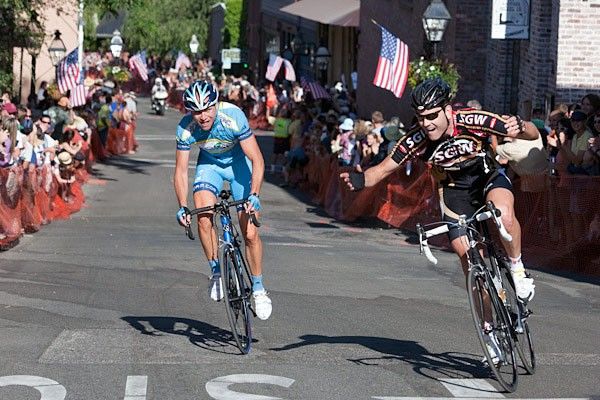 Local Sacramento Golden Wheelmen rider asks for support from the crowd.