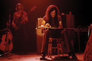 David Lindley performing with Jackson Browne at the Memorial Auditorium in Sacramento, California on September 26, 1974.