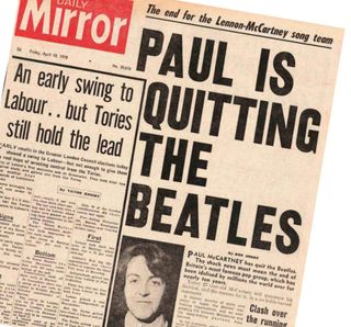 The Mirror front page Beatles splash