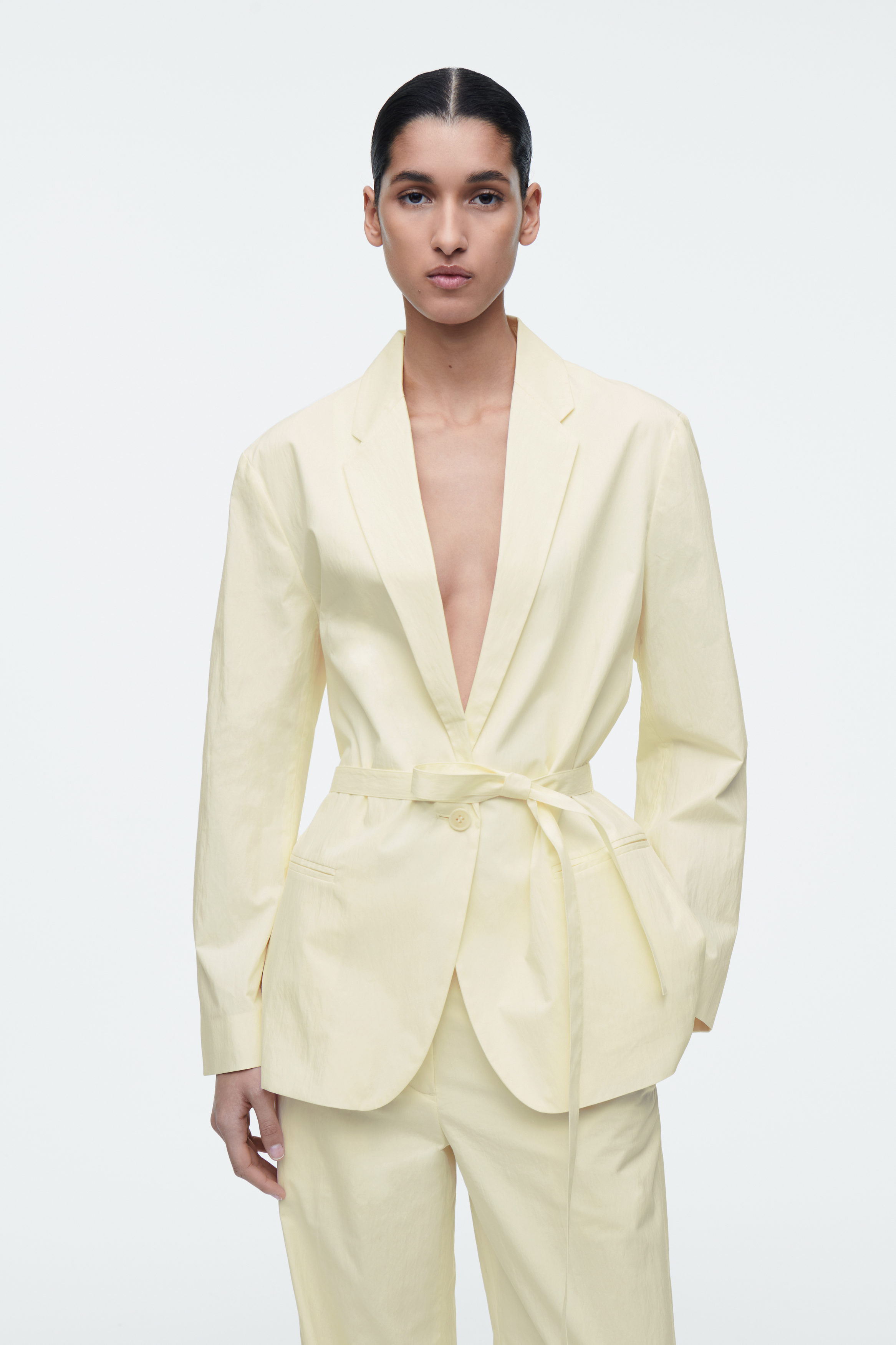 Tie-Waist Cotton Blazer