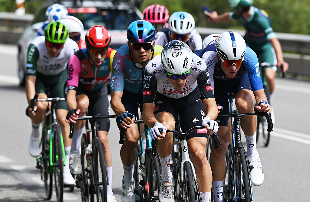 CERLER. HUESCA LA MAGIA, SPAIN - AUGUST 29: (L-R) Juan Ayuso of Spain and UAE Team Emirates - XRG and Marco Frigo of Italy and Team Israel - Premier Tech compete in the breakaway during the La Vuelta - 80th Tour of Spain 2025, Stage 7 a 188km stage from Andorra la Vella to Cerler. Huesca La Magia 1910m / #UCIWT / on August 29, 2025 in Cerler. Huesca La Magia, Spain. (Photo by Dario Belingheri/Getty Images)