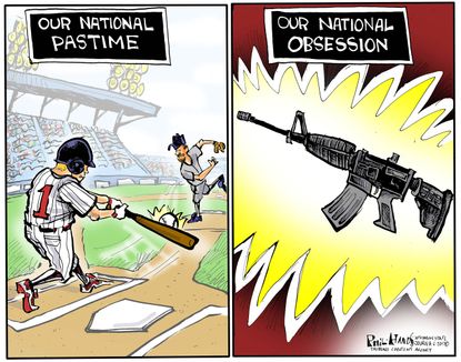 Political cartoon U.S. Congress baseball shooting