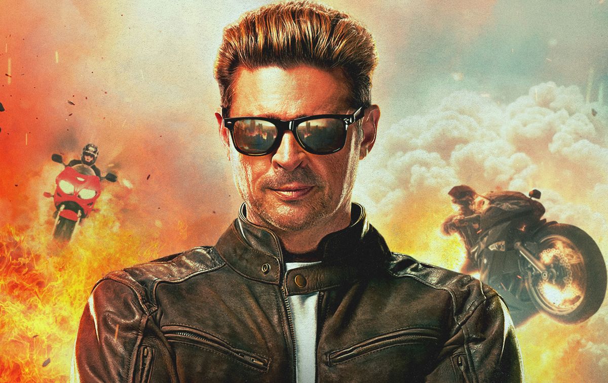 Karl Urban as Johnny Cage on a movie poster