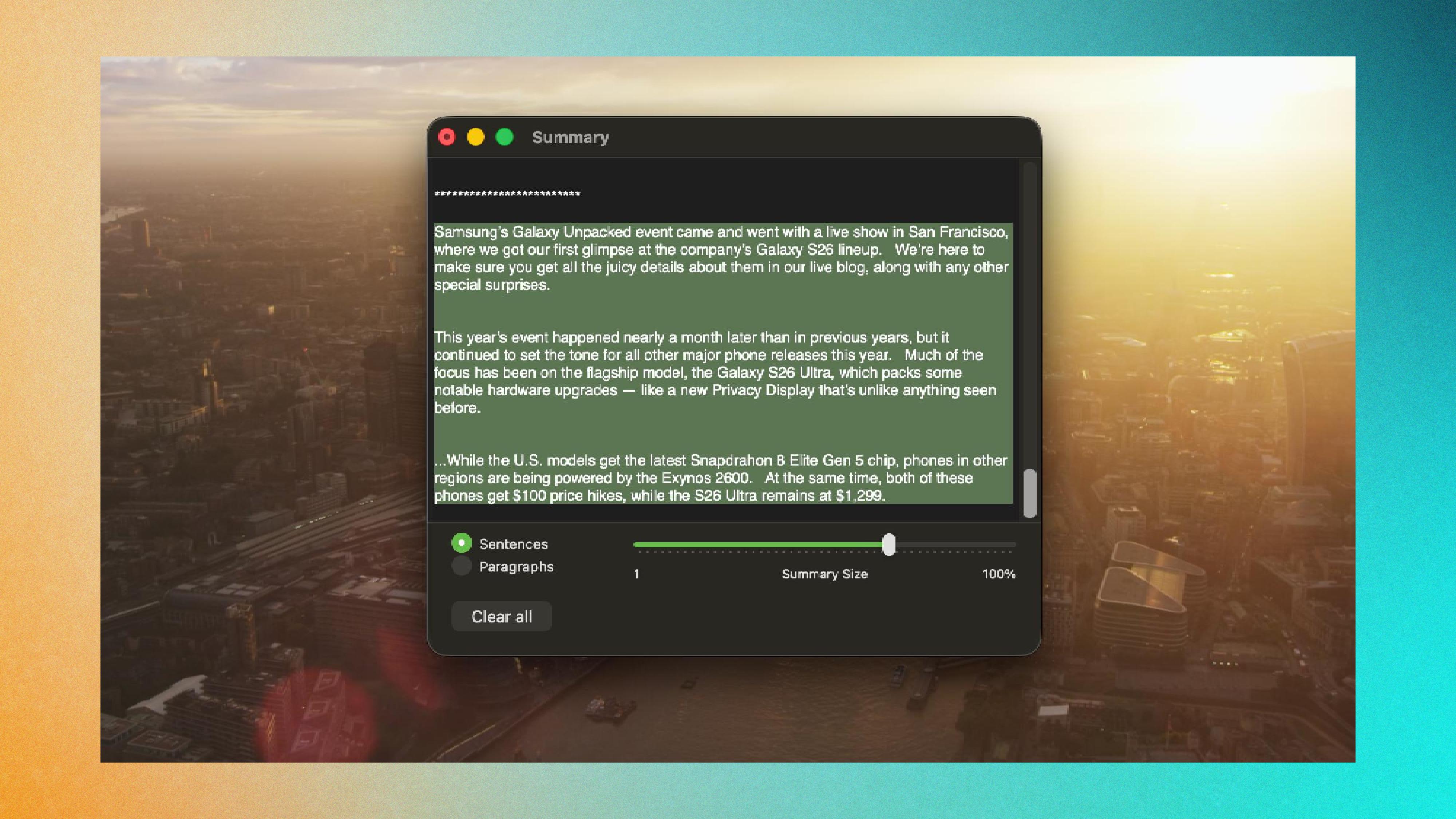 Mac Summarize Tool screenshot
