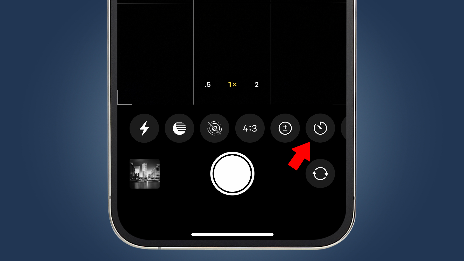 An iPhone showing the iPhone camera timer menu