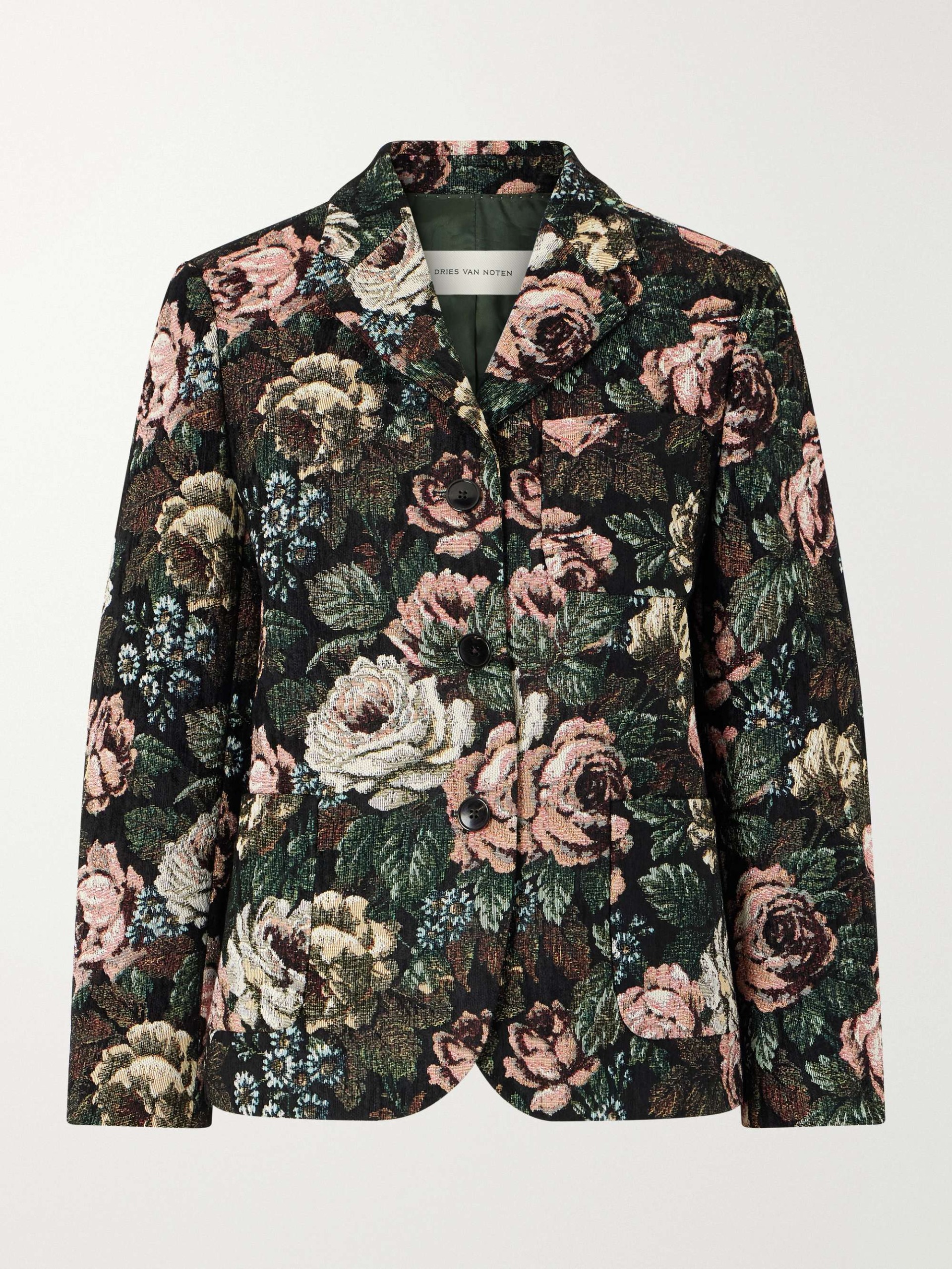 Floral-Jacquard Chenille Jacket