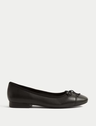 Leather Square Toe Ballet Pumps